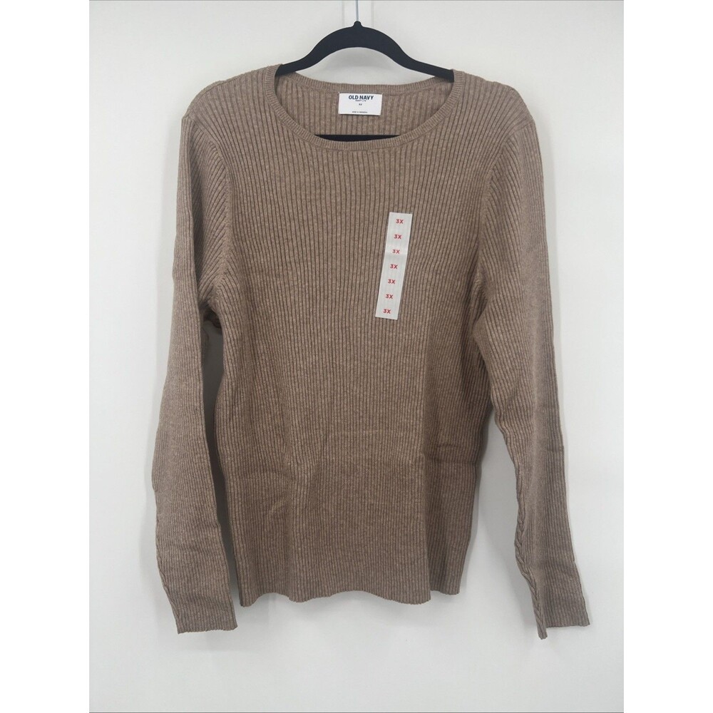 Old Navy Taupe Ribbed Long Sleeve Sweater Top Plus Size 3X So Soft Lite